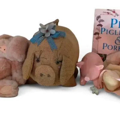 Pig-Themed Plushies, Book, Glass Pot, & More