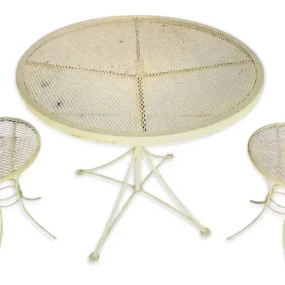 Yellow Metal Patio Table & Stools