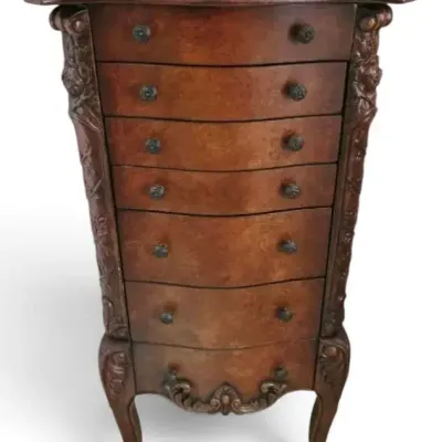 Carved Wooden Floral Jewelry Armoire