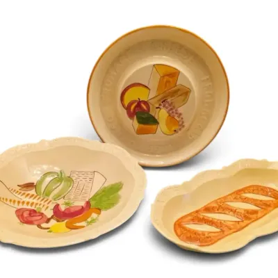 Ceramic Cheese Plate, Pasta Bowl, & Bread Dish