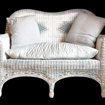 Vintage Wicker Loveseat w/ Matching Cushions