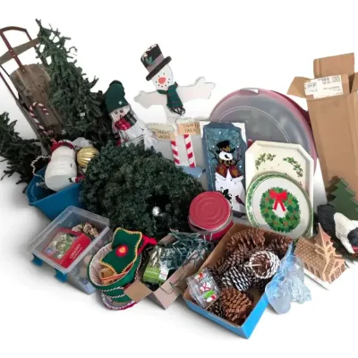 Christmas Lights, Tree, Sled, Ornaments, Pinecones, & More