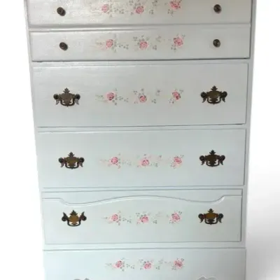 Light Blue Floral Wooden Dresser