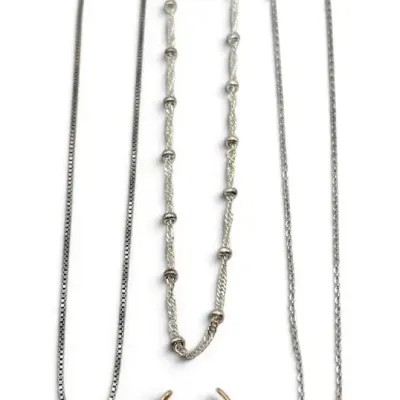 Sterling Silver Necklace Chains & 10k Gold Toe Ring (6.70g)