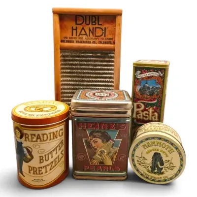 Vintage Advertising Collectibles - Washboard & Tins