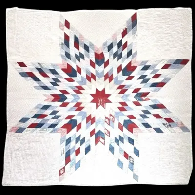 Vintage Lone Star Hand-Sewn Quilt (78” x 75.5”)