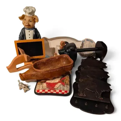 Pig-Themed Basket, Wine Holder & Opener, Bun Warmer, & More