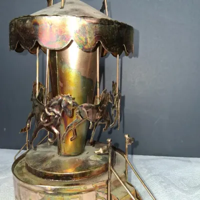 Vintage Metal Carousel Horse Music Box