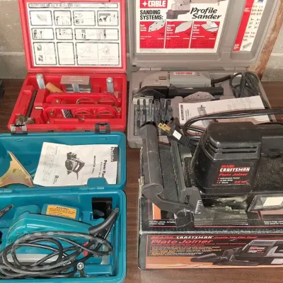 Woodworking Power Tool Lot – Craftsman Plate Jointer, Makita Planer & Porter-Cable Profile Sander