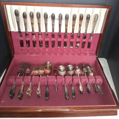 Community Silver Plated Flatware Set with Wooden Storage Chest