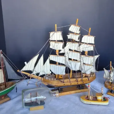 Vintage Wooden Model Sailing Ship Collection – 5 Nautical Display Boats