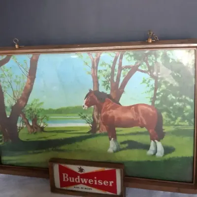 Vintage Budweiser Clydesdale Lighted Advertising Sign