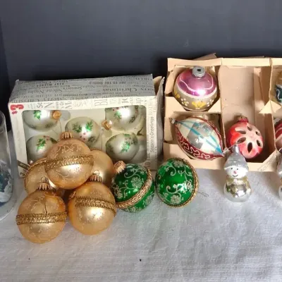Assorted Vintage Glass Christmas Ornaments Lot