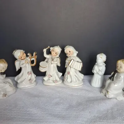 Vintage Porcelain Angel Musician Figurines – Set of 6