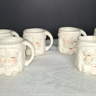 Set of 6 Vintage Ceramic Santa Claus Mugs
