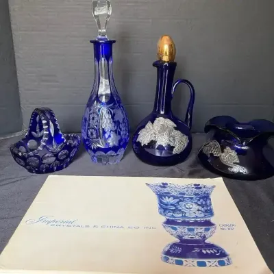 Blue Glass Collection: Virgina Glass/Silver & Imperial Cut-to-Clear