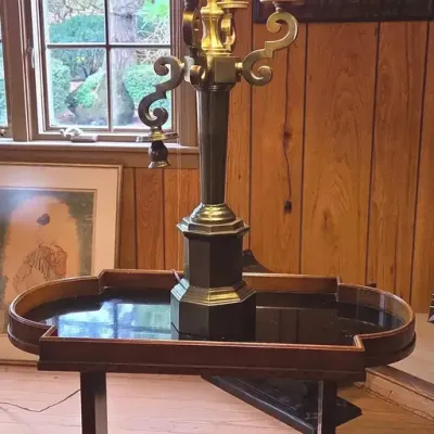 Nahon Side Table & Brass lamp