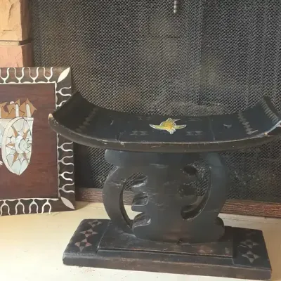 2 Pieces Of Metal Artwork & Bench