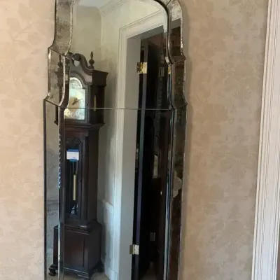 Vintage Beveled Mirror W/antiqued Silver Finish