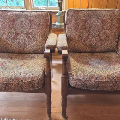 Pair of Paisley Chairs W/Cane Sides
