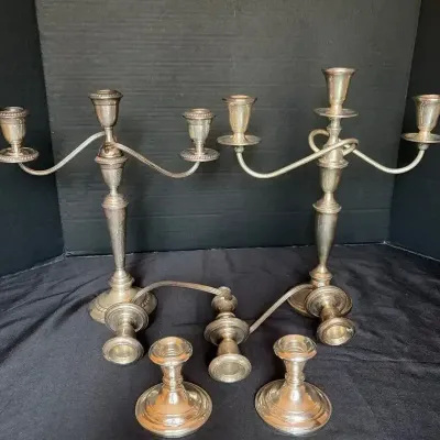 Weighted Sterling Silver Candelabra & Pieces 2,744g Total