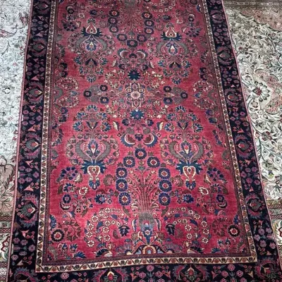 Deep red & blue medium size rug