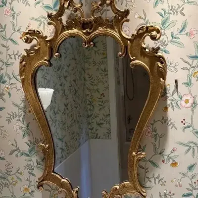Rococo-style gold tone gilt wall mirror