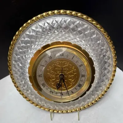Vintage Hollywood Regency-style crystal and gold-plated wall clock