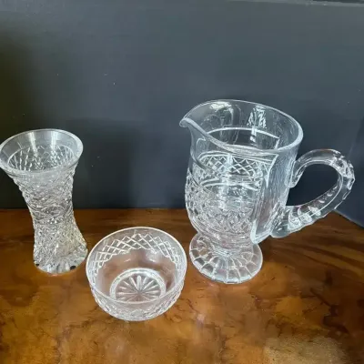 Waterford Glandore Vase, Castletown Pitcher & 4 Finger Bowls