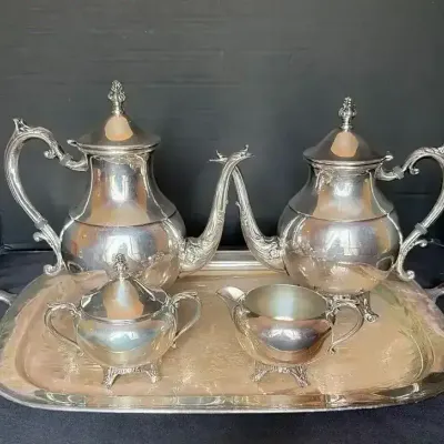 F. B. Rogers Silver Co. Silver On Copper Coffee & Tea Service