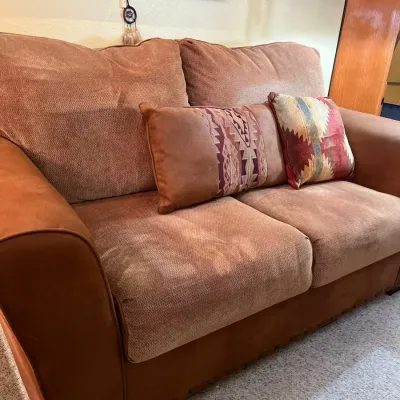 Santa Fe Style Cloth And Faux Suede Love Seat