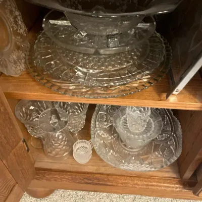 Lot Of Pattern Glass Items And Wine Goblets