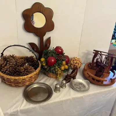 Wood And Pewter Decor