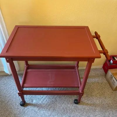 Two-Tiered Wooden Cart On Casters