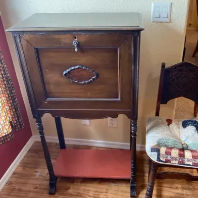 Wooden Secretary Desk And Chair