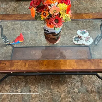Coffee Table, Flower Pot, And Decor.
