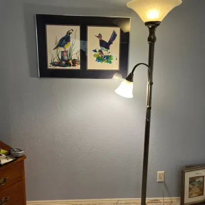 Torchiere Two Light Floor Lamp And Two Signed Sherry Tolman Numbered Prints