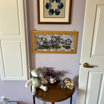 Half Moon Vintage Table, Stained Glass Hanging Piece And More