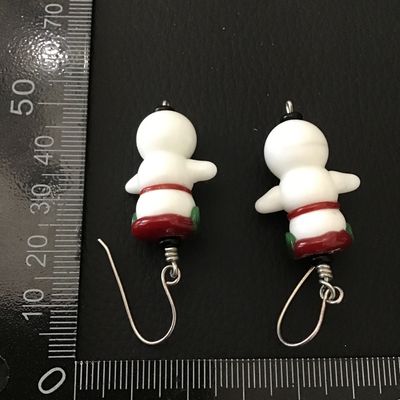 Handcrafted Glass Snowman Dangle Earrings
