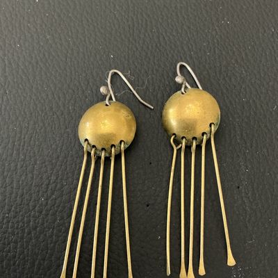 Vintage Brass Fringe Dangle Earrings