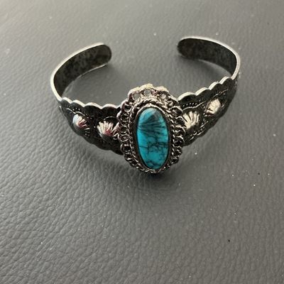Vintage Southwestern Style Faux Turquoise Cuff Bracelet