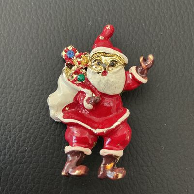Vintage Enamel Santa Claus Christmas Brooch
