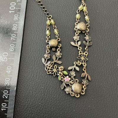 Vintage Style Floral Enamel and Rhinestone Bracelet