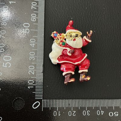 Vintage Enamel Santa Claus Christmas Brooch
