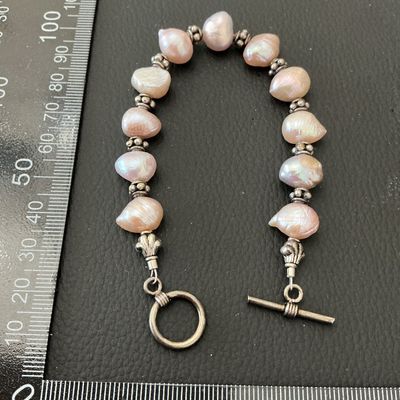 Baroque Pearl and Sterling Silver Toggle Bracelet