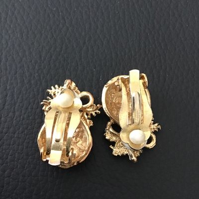 Vintage Christmas Ornament Clip-On Earrings with Rhinestones