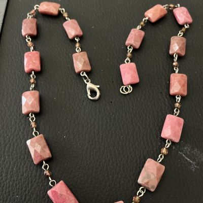 Faceted Pink Stone Bead Necklace