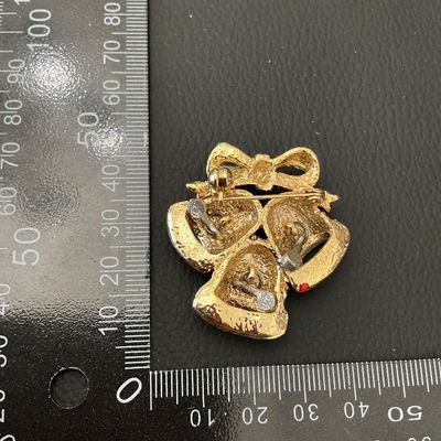 Vintage Enamel Christmas Bells Brooch