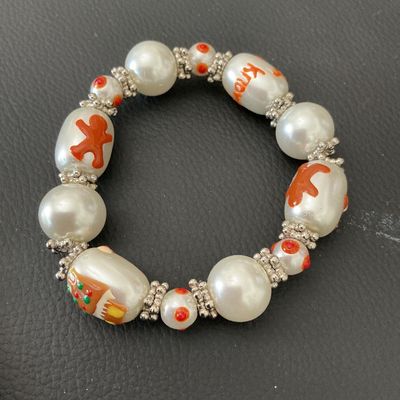 Christmas Gingerbread Man Beaded Stretch Bracelet