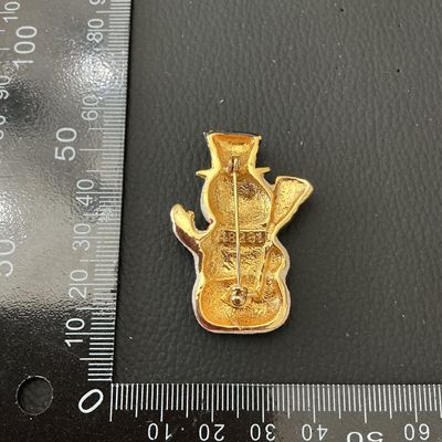 Vintage Glittery Snowman Brooch with Broom and Red Scarf